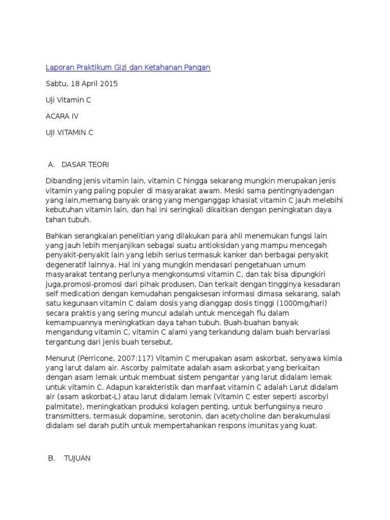 Laporan Praktikum Gizi Dan Ketahanan Pangan