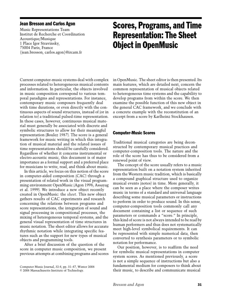 Bresson 2008 OpenMusic | PDF | Synthesizer | Musical Notation