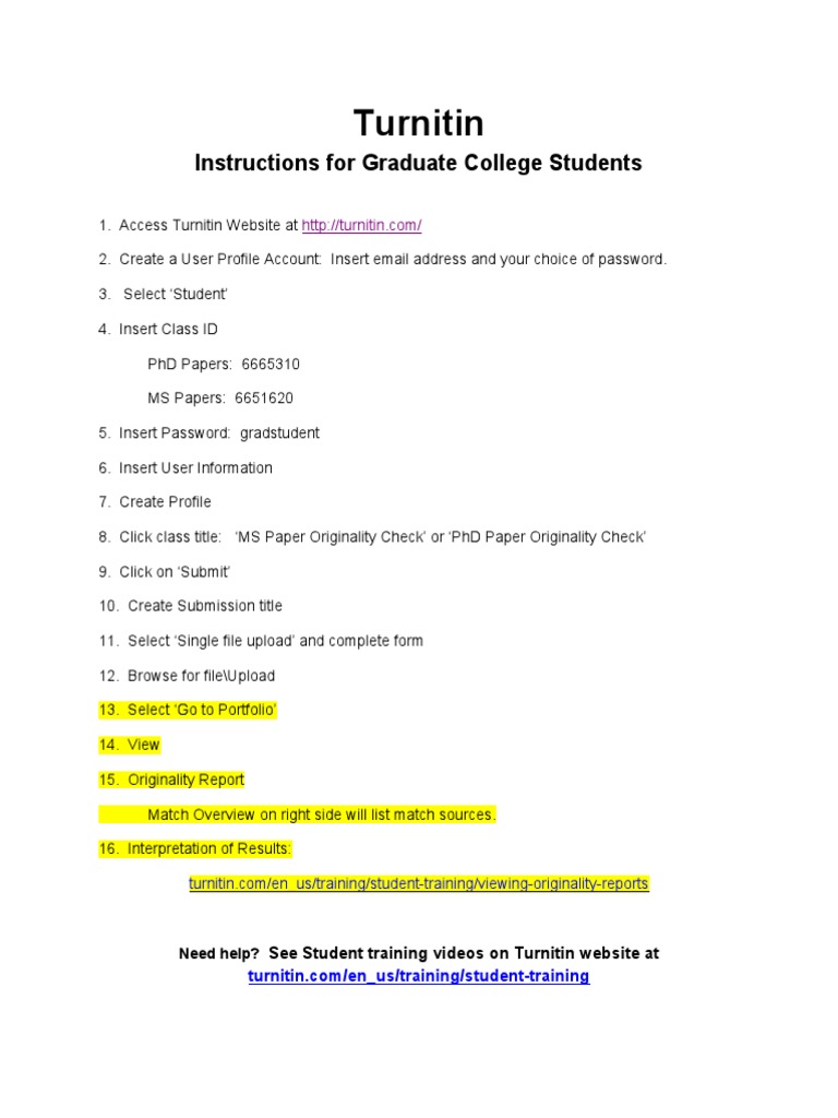 Turnitin Submission Guide for Grad Students | PDF | Career & Growth ...