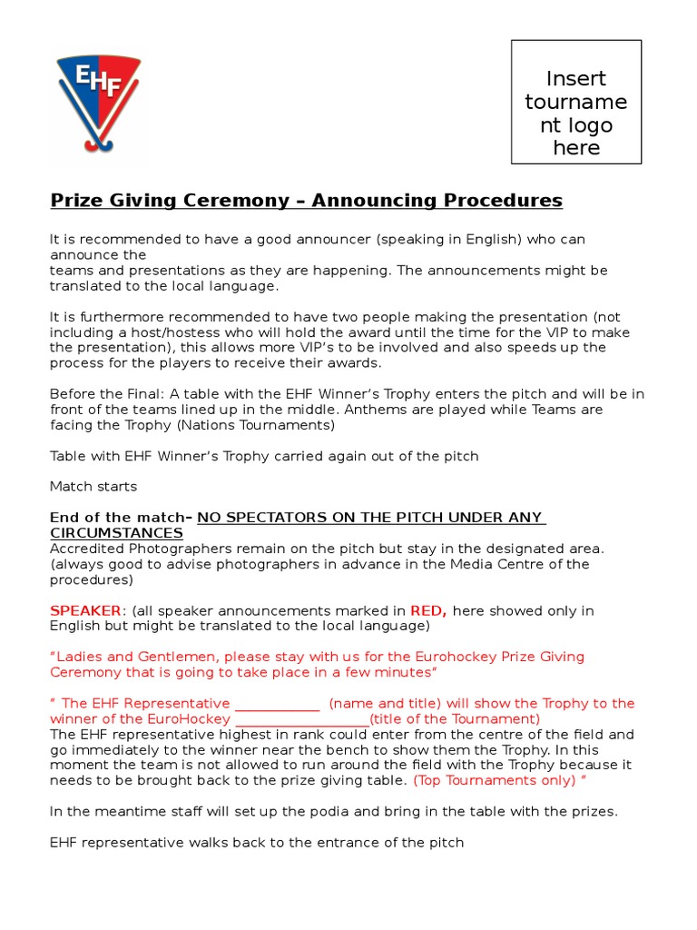 Template Prize Giving Ceremony Script | PDF | Sports | Leisure
