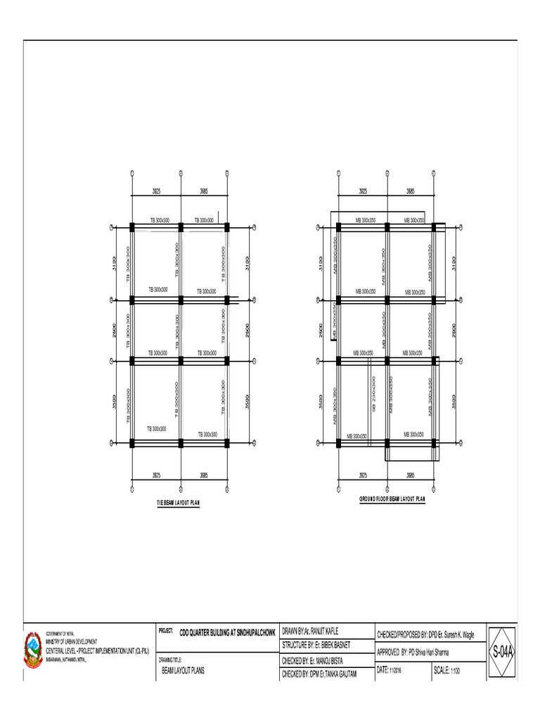 Ground Floor Tie Beam Layout Plan | PDF