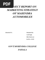 Download Project Report on Marketing Strategy of Mahindra Automobiles by ManishKumarNabhaites SN339725973 doc pdf