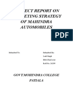 Project Report On Marketing Strategy of Mahindra Automobiles