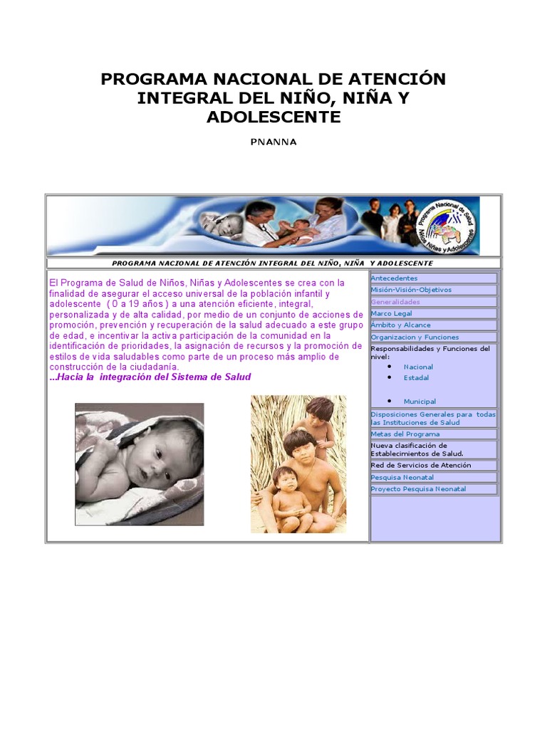 Programa Nacional de Atención Integral Infantil | PDF | Hospital ...