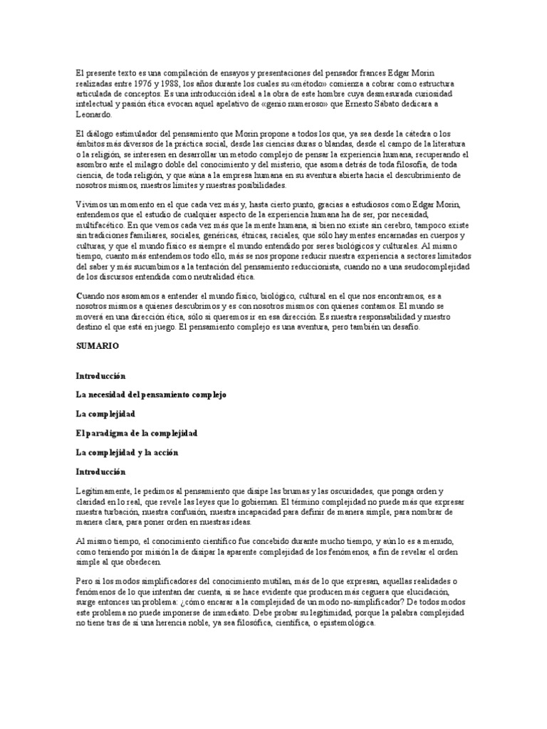 Edgar Morin - Paradigma de La Complejidad | Descargar gratis PDF ...