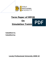 Term Paper - MGT512 - Simulation Is The Imitation of Some Real Thing