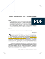 O Que Os Analistas Pensam Sobre a Homossexualidade