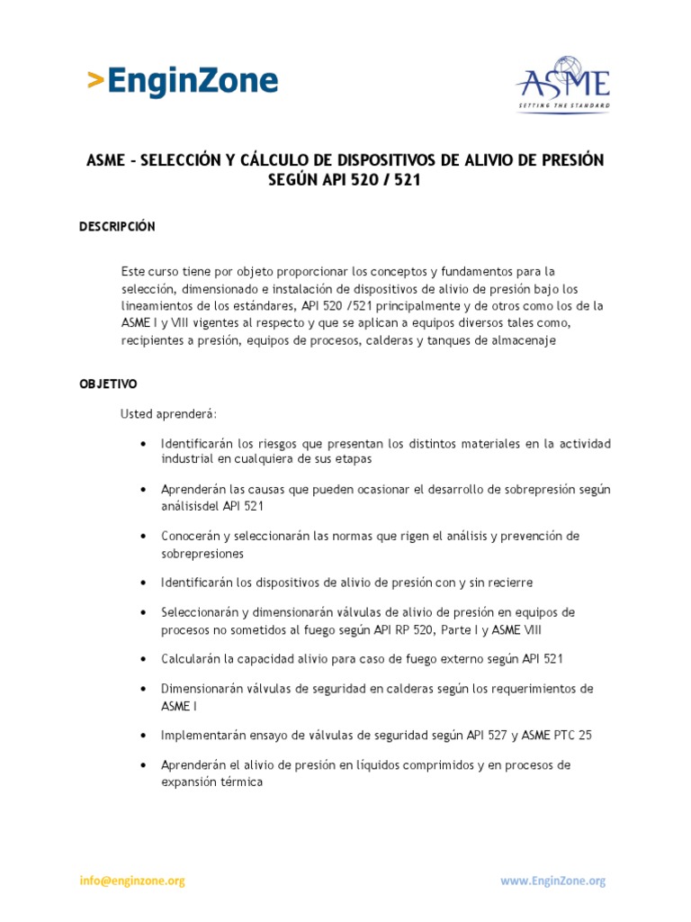 Selección y Cálculo de Dispositivos de Alivio de Presión Según API 520 ...