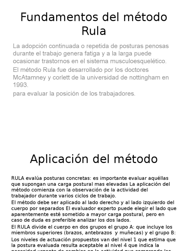 Evaluación Ergonómica: Método RULA | PDF | Factores humanos y ergonomía ...