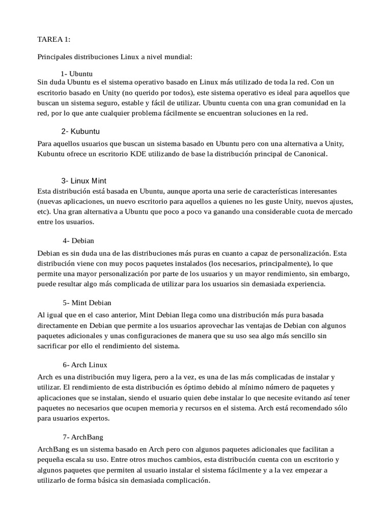 Guía de Distribuciones Linux y Usos | PDF | Ubuntu (sistema operativo ...