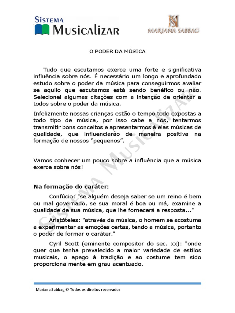 O Poder Da Música | PDF | Som | Entretenimento (geral)