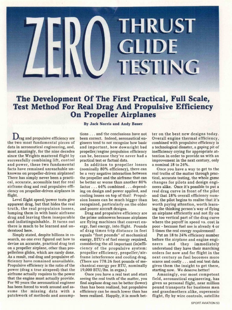 Zero Thrust Glide Testing Download Free Pdf Drag Physics Flight
