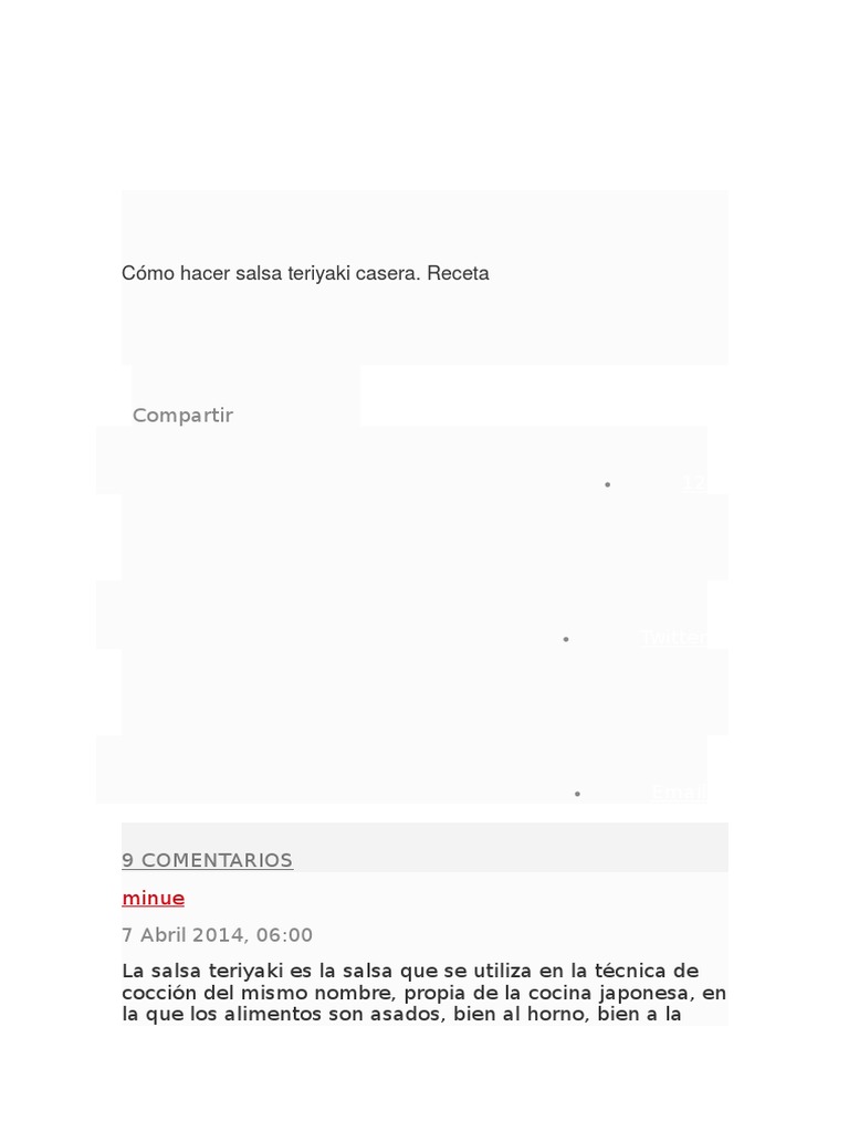 Cómo Hacer Salsa Teriyaki Casera PDF Salsa Cocina japonesa