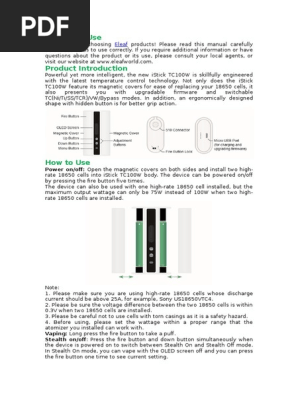 Eleaf iStick TC100W User Manual | PDF | Battery Charger