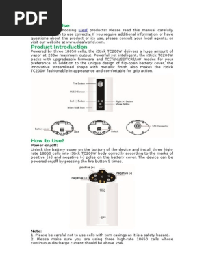 iStick TC200W User Manual | PDF | Battery Charger