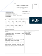 Evaluación Diagnóstica 6° Básico LEnguaje