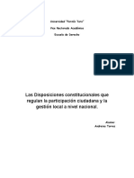 Las Disposiciones Constitucionales Que Regulan La Participación Ciudadana y La Gestión Local A Nivel Nacional Torres