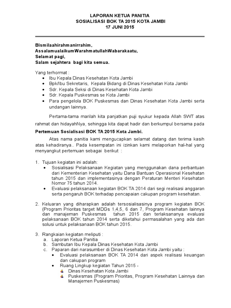 Laporan Ketua Panitia