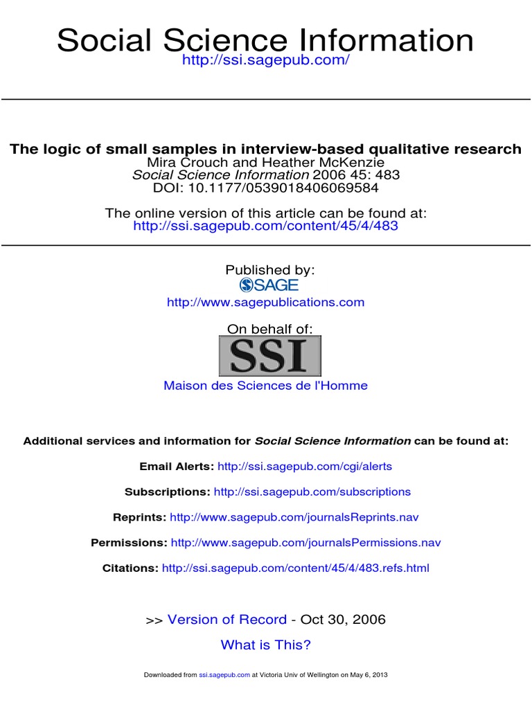 Small Samples in Interview Based | PDF | Qualitative Research ...