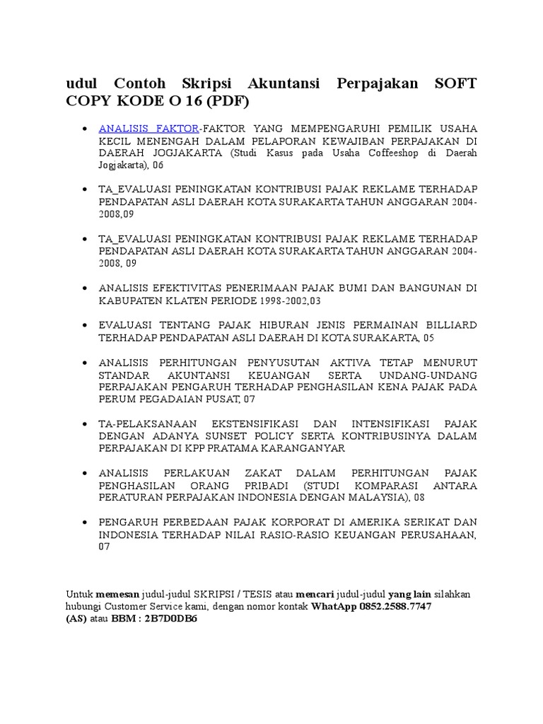 Judul Contoh Skripsi Akuntansi Perpajakan Soft Copy