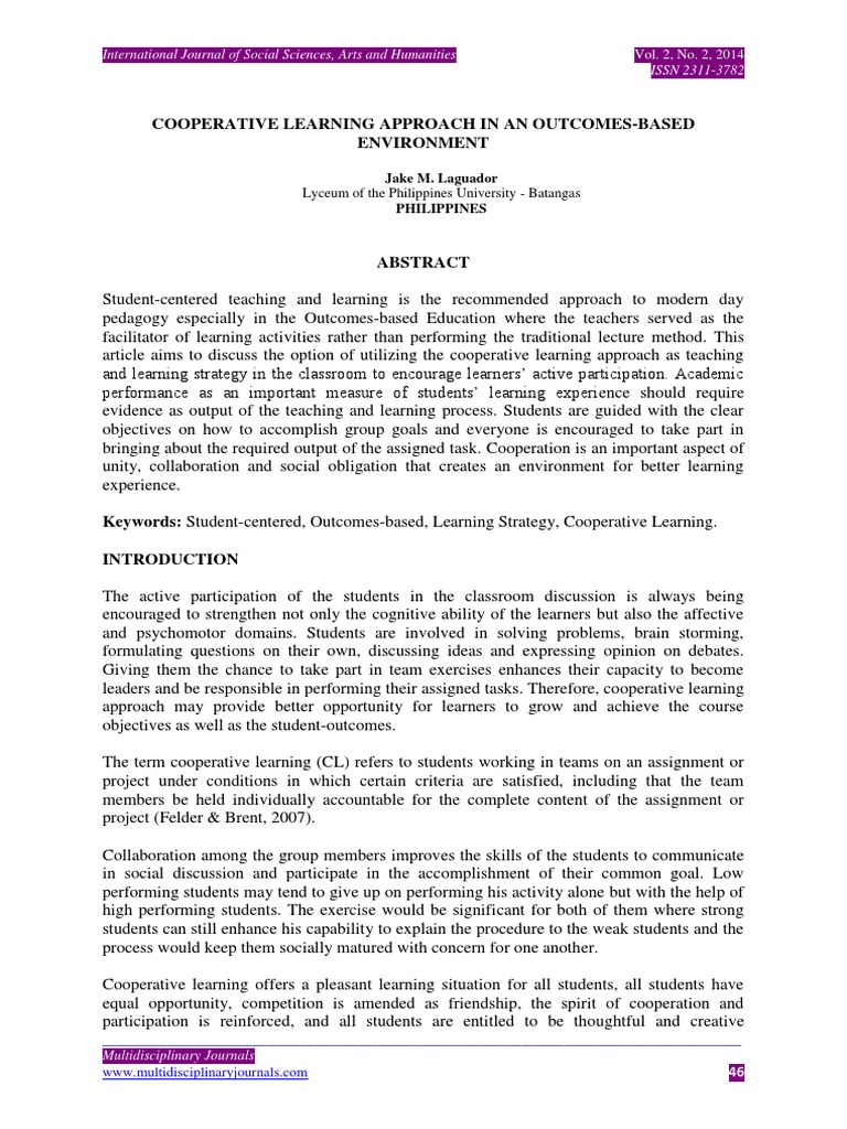Cooperative Learning in Education | PDF | Learning | Teachers