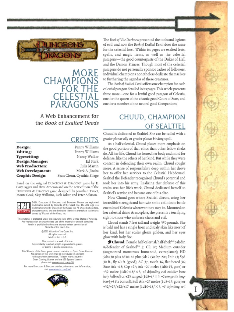 D&amp;D Book of Exalted Deeds - More Champions for the Celestial Paragons