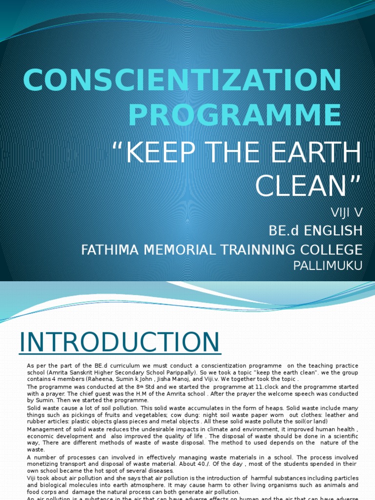 Conscientization Programme | PDF | Atmosphere Of Earth | Greenhouse Effect