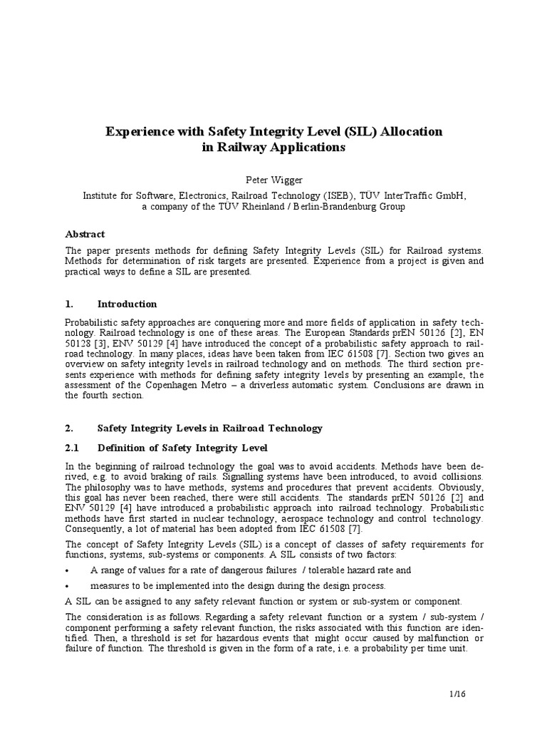 SIL Allocation Methods in Rail Systems | PDF