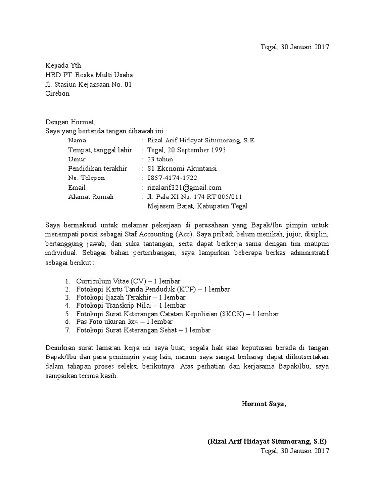 Download 64+ Contoh Surat Lamaran Kerja Pt Kai Terbaik Dan Terbaru