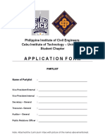 Application Form: Philippine Institute of Civil Engineers Cebu Institute of Technology - University Student Chapter