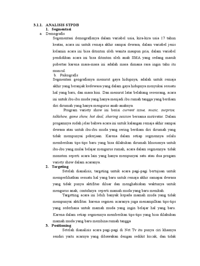 Analisis STPDB Acara Pagi-Pagi | PDF | Gaya Hidup