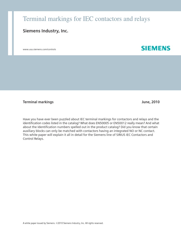 Terminal Markings For Contactors and Relays | PDF | Relay | Switch