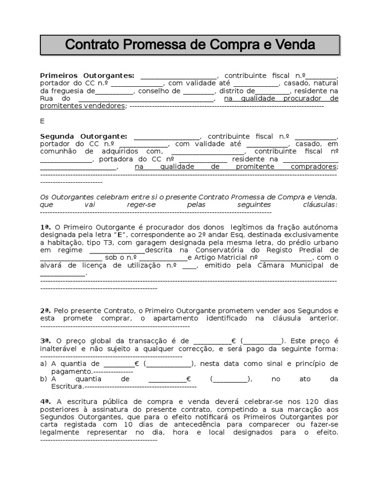 Contrato de promessa compra e venda | Direito Privado | Direito Comum