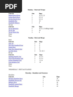 Monday - Chest and Triceps Exercise Sets Reps