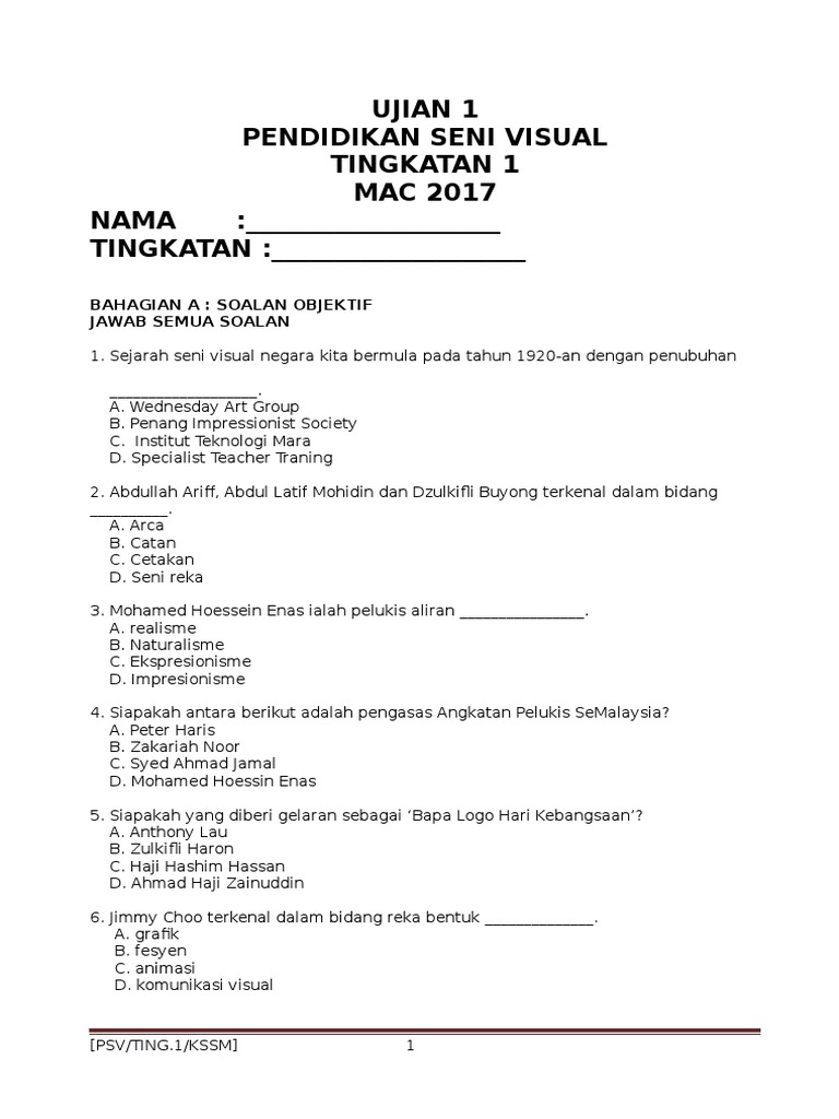 Soalan PSV KSSM Ting 1  PDF