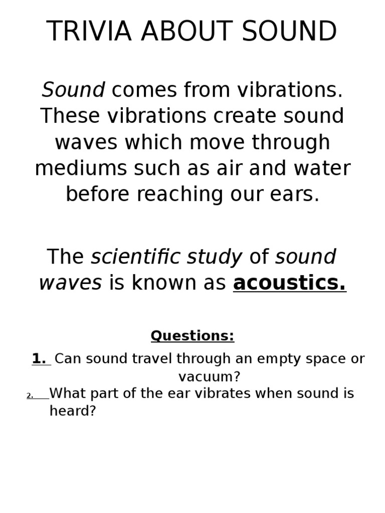 Sound Trivia and Acoustics Basics PDF
