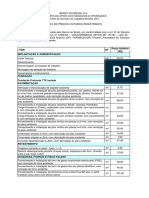 Tabela de Preços Registrados Banco Do Brasil