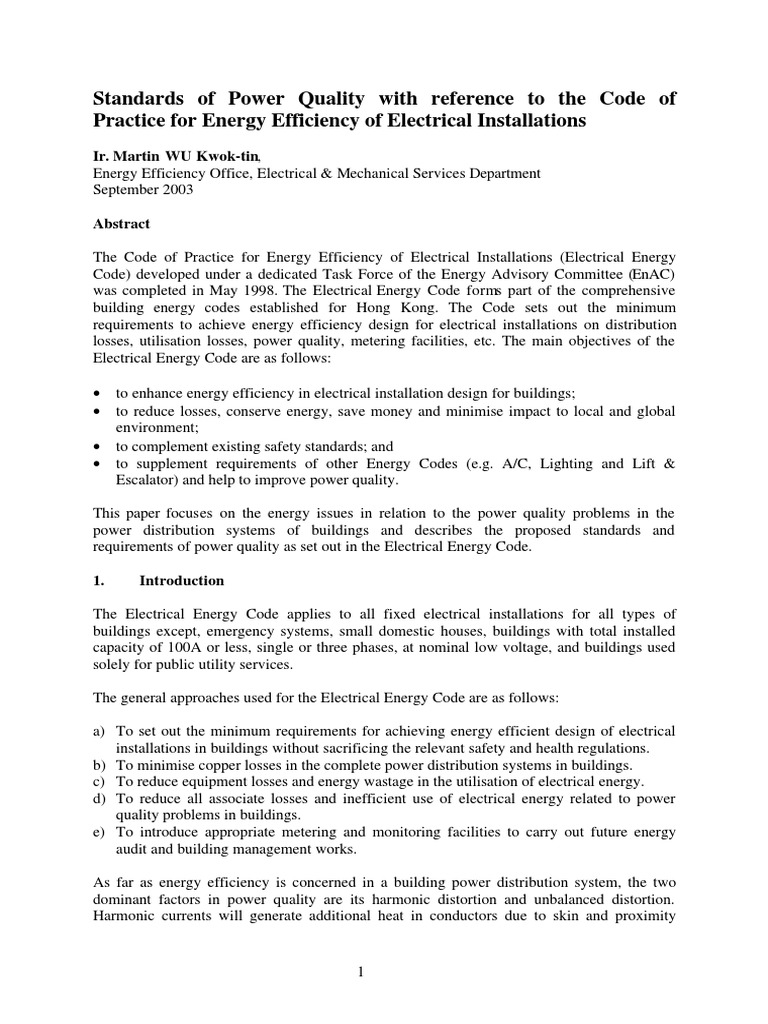 Standards of Power Quality | PDF