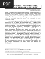 Contribuições Da Psicanalise a Uma Leitura Do Mal-estar Na Educação