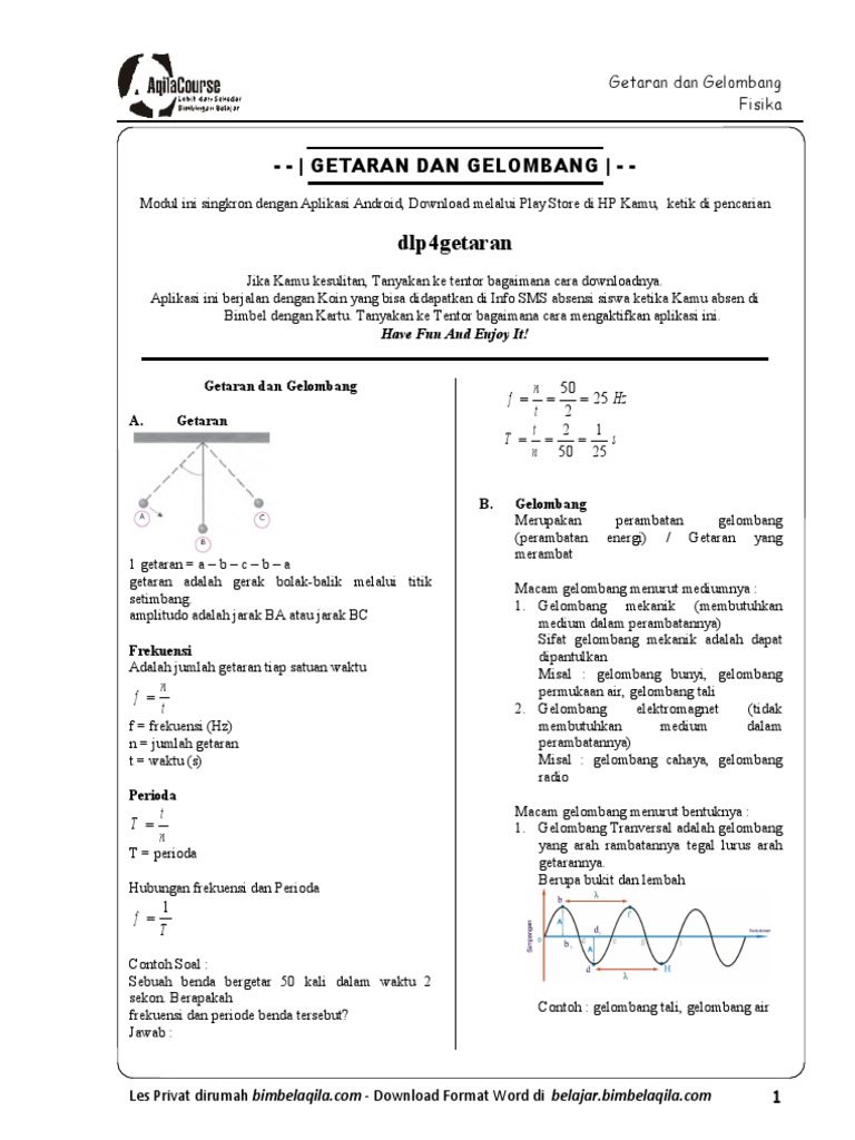 Modul Bimbel Gratis Kelas 8 SMP 8109 Fisika Bab 4 Getaran