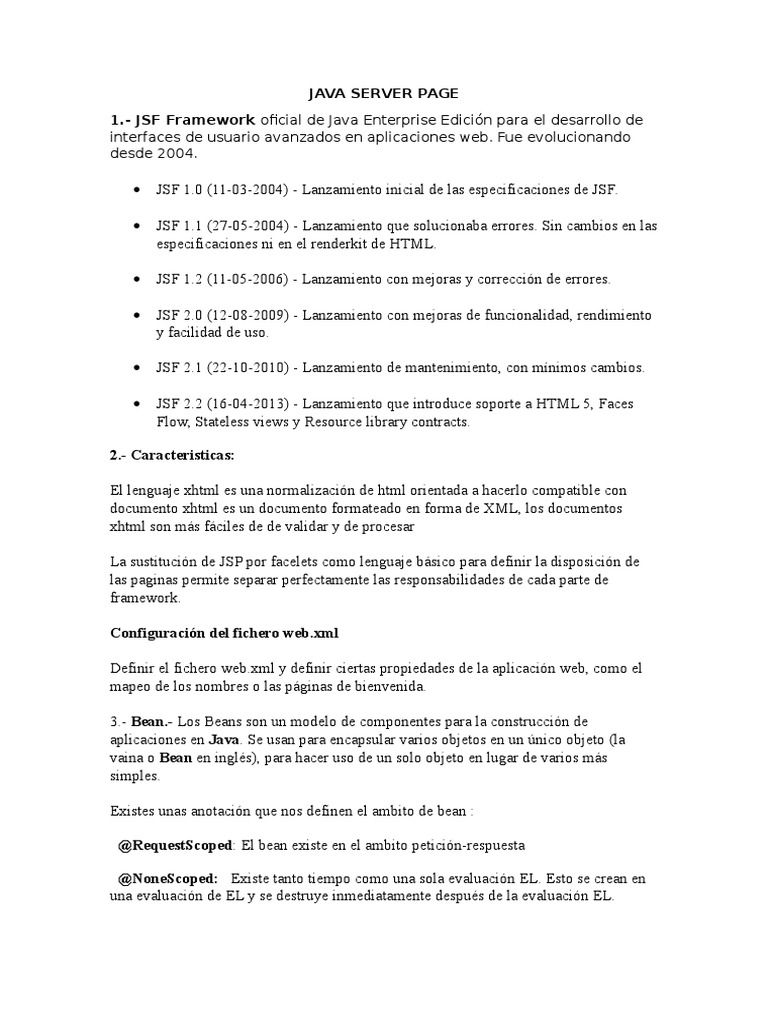 Apuntes Curso JSF | PDF | Caras del servidor Java | HTML