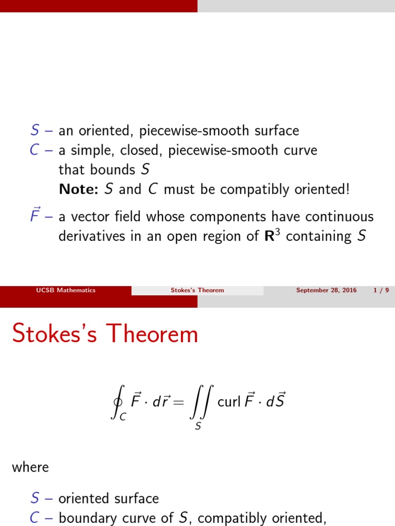 Stokes's Theorem UCSB Mathematics PDF Flux Differential Geometry