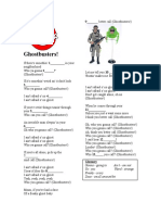 Ghostbusters song lyrics and worksheet