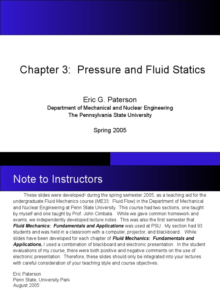 Pressure and Fluid Statics Overview | PDF | Buoyancy | Pressure