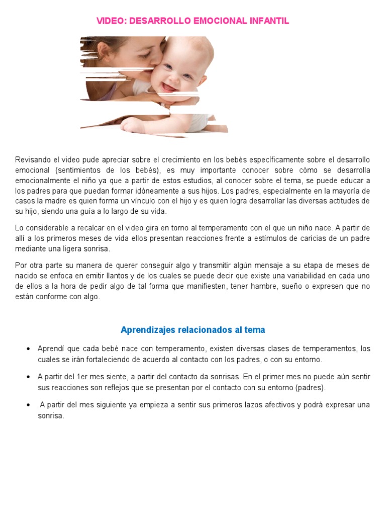 Desarrollo Emocional Infantil | PDF | Las emociones | Cognición