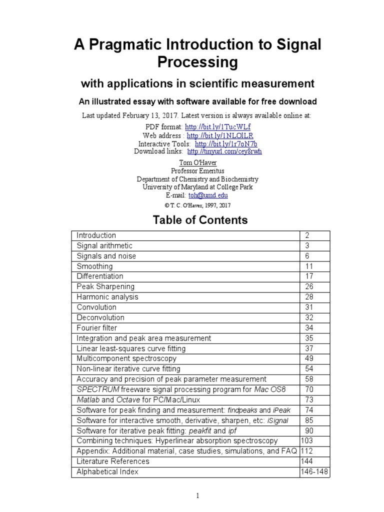 IntroToSignalProcessing PDF | PDF | Signal To Noise Ratio | Spreadsheet