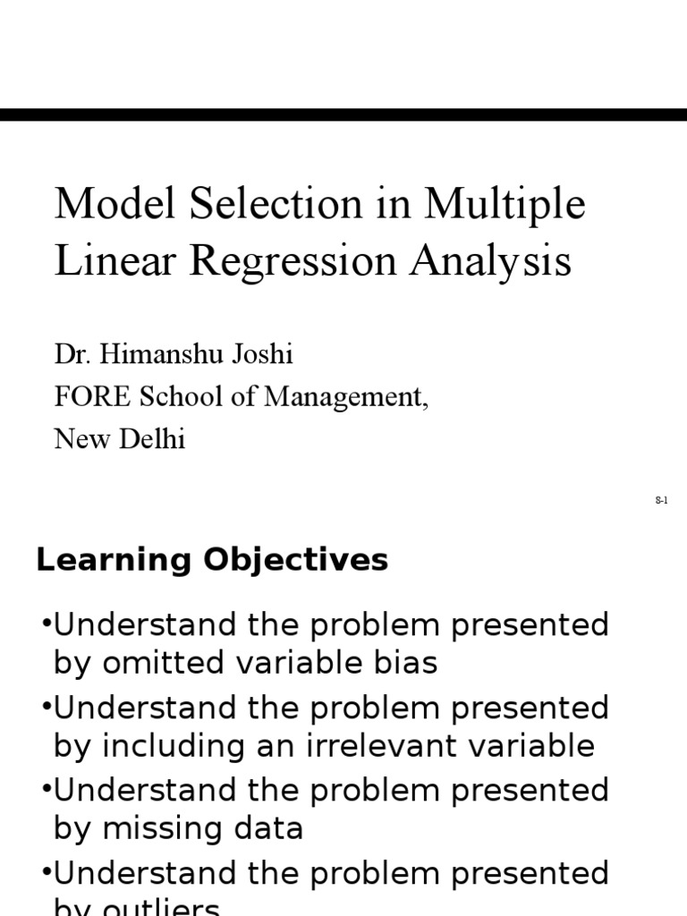 Model Specification in Multiple Regression Analysis PDF Errors And Residuals Coefficient