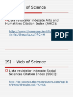 ISI - Web of Science: Lista Revsitelor Indexate Arts and Humatities Citation Index (AHCI)