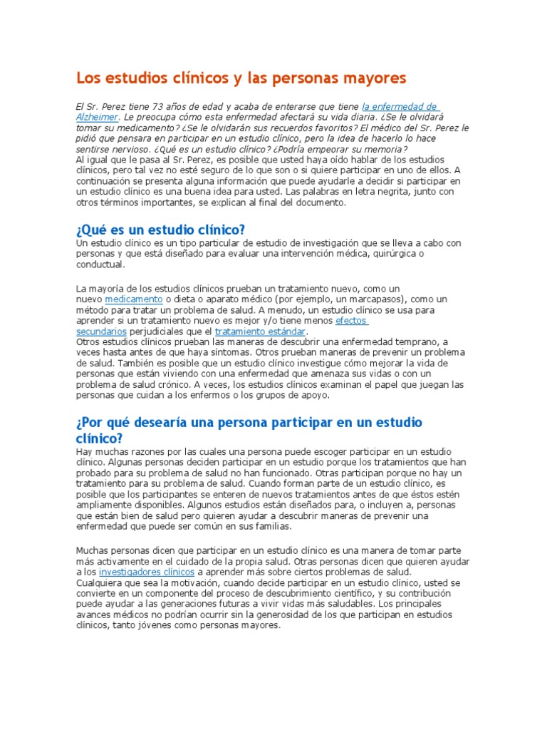 Los Estudios Clínicos y Las Personas Mayores | PDF | Vejez | Clínica
