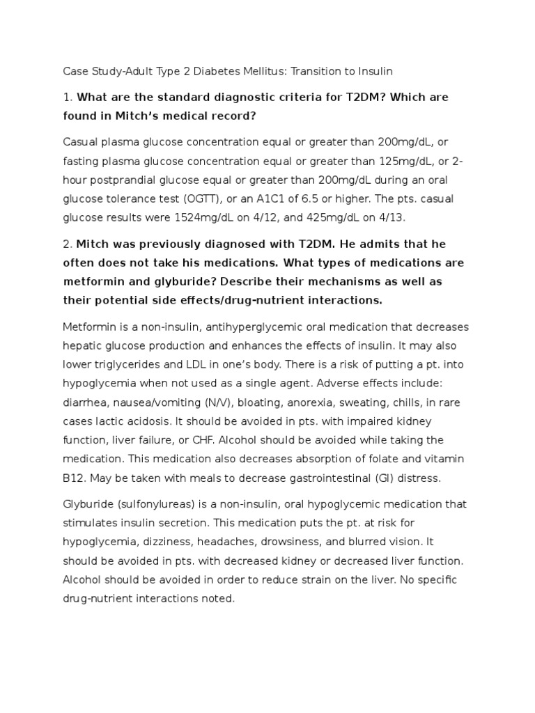 clinical case study diabetes mellitus